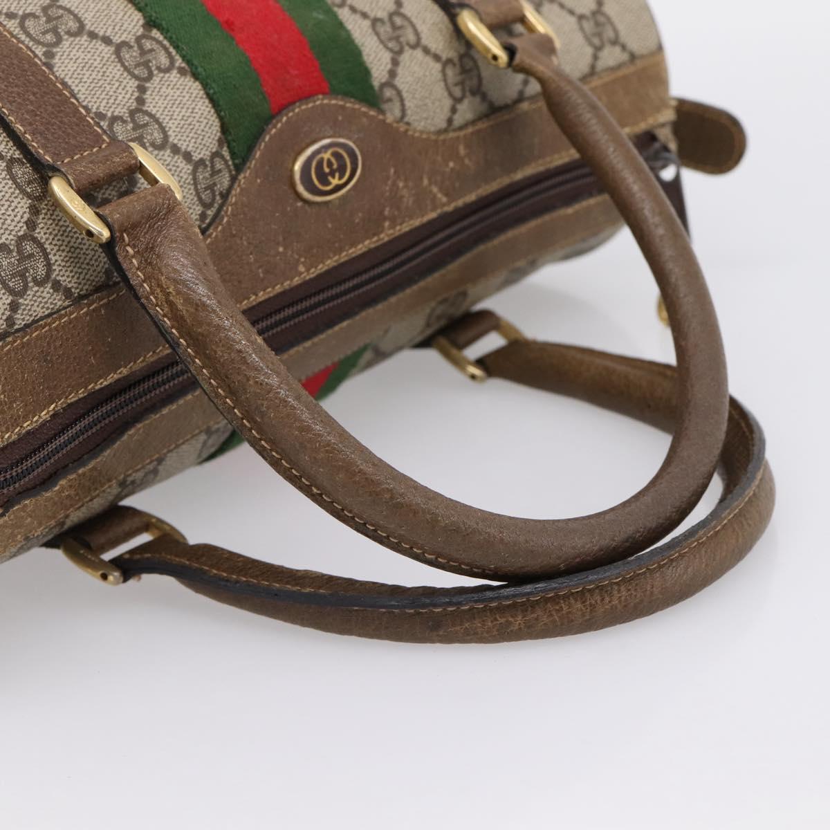 GUCCI GG Supreme Web Sherry Line Hand Bag PVC Beige Gold 001 22 3841 Auth 199525