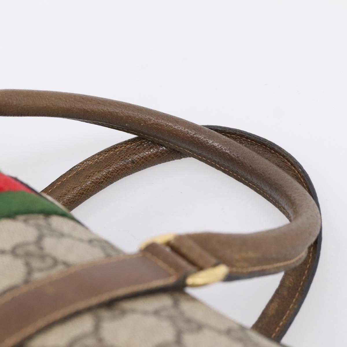 GUCCI GG Supreme Web Sherry Line Hand Bag PVC Beige Gold 001 22 3841 Auth 199525