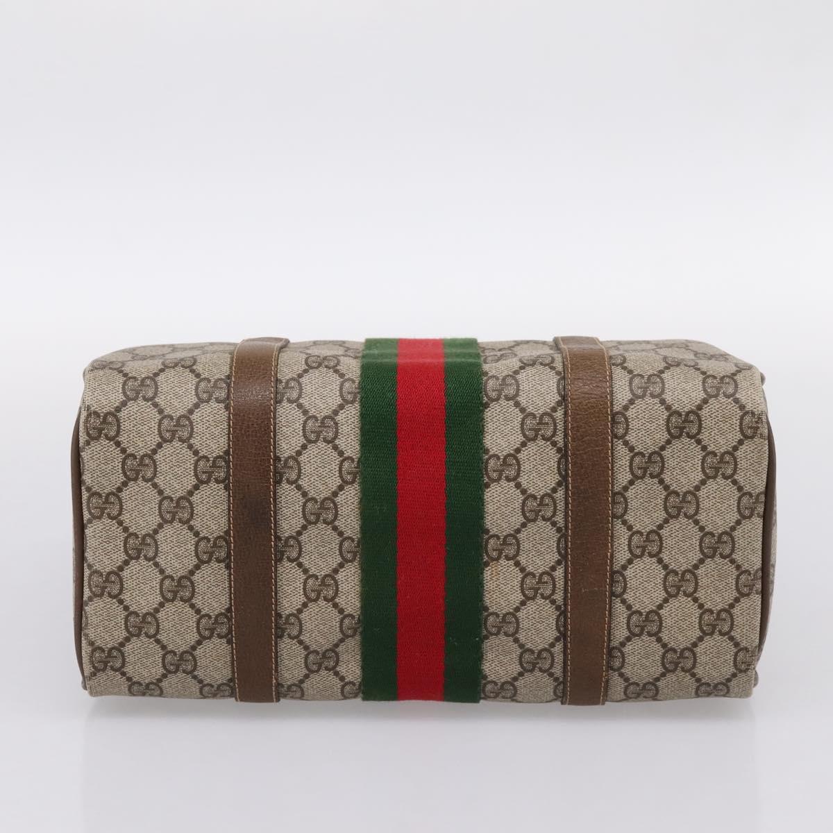 GUCCI GG Supreme Web Sherry Line Hand Bag PVC Beige Gold 001 22 3841 Auth 199525