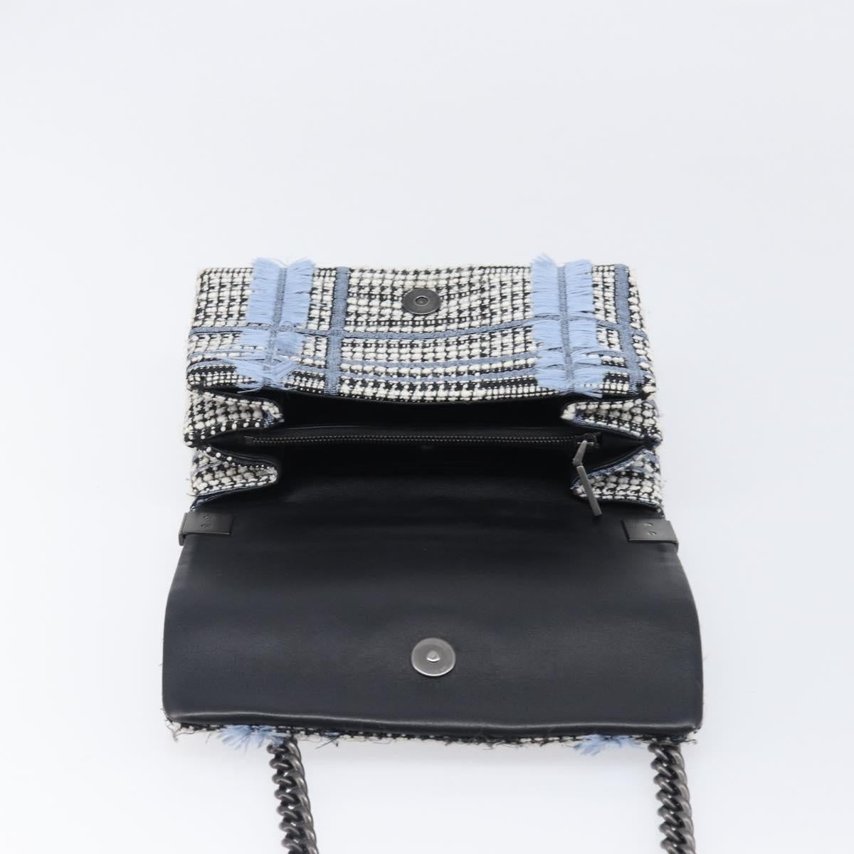 VERSACE Palazzo Sultan Chain Shoulder Bag Leather Black Blue Auth 199526V