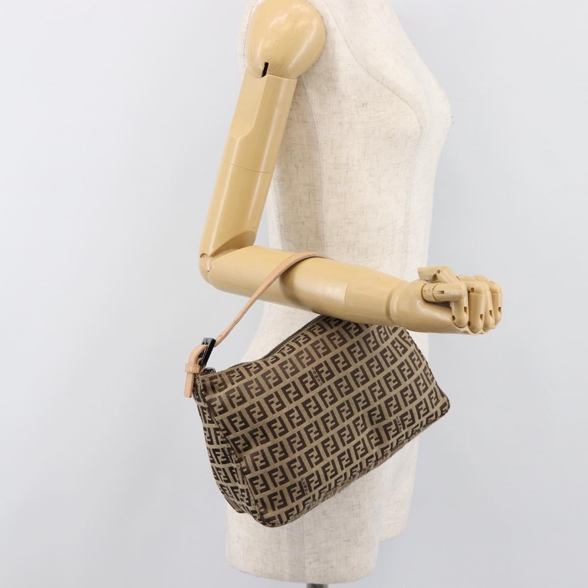 FENDI Zucchino Canvas Hand Bag Beige 8N000S Auth 199528A