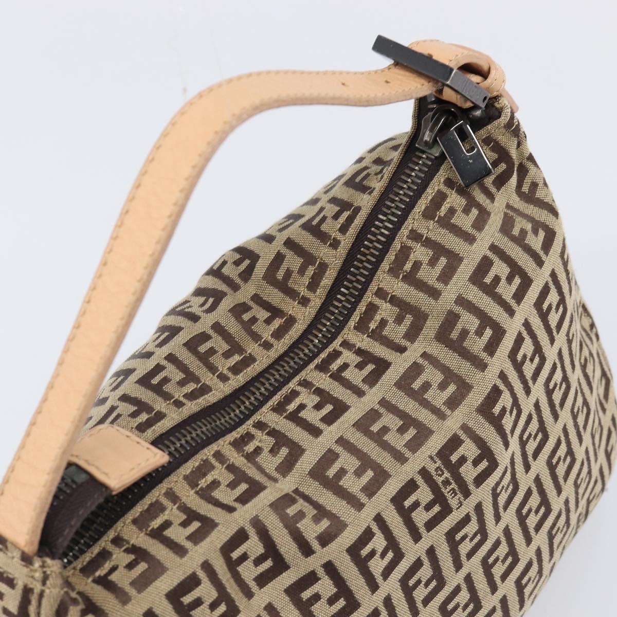 FENDI Zucchino Canvas Hand Bag Beige 8N000S Auth 199528A