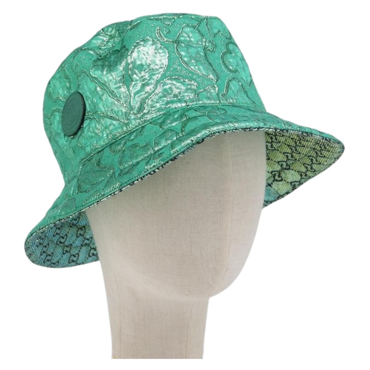 GUCCI GG Bucket Hat Reversible Cotton Green Blue Auth 199532V