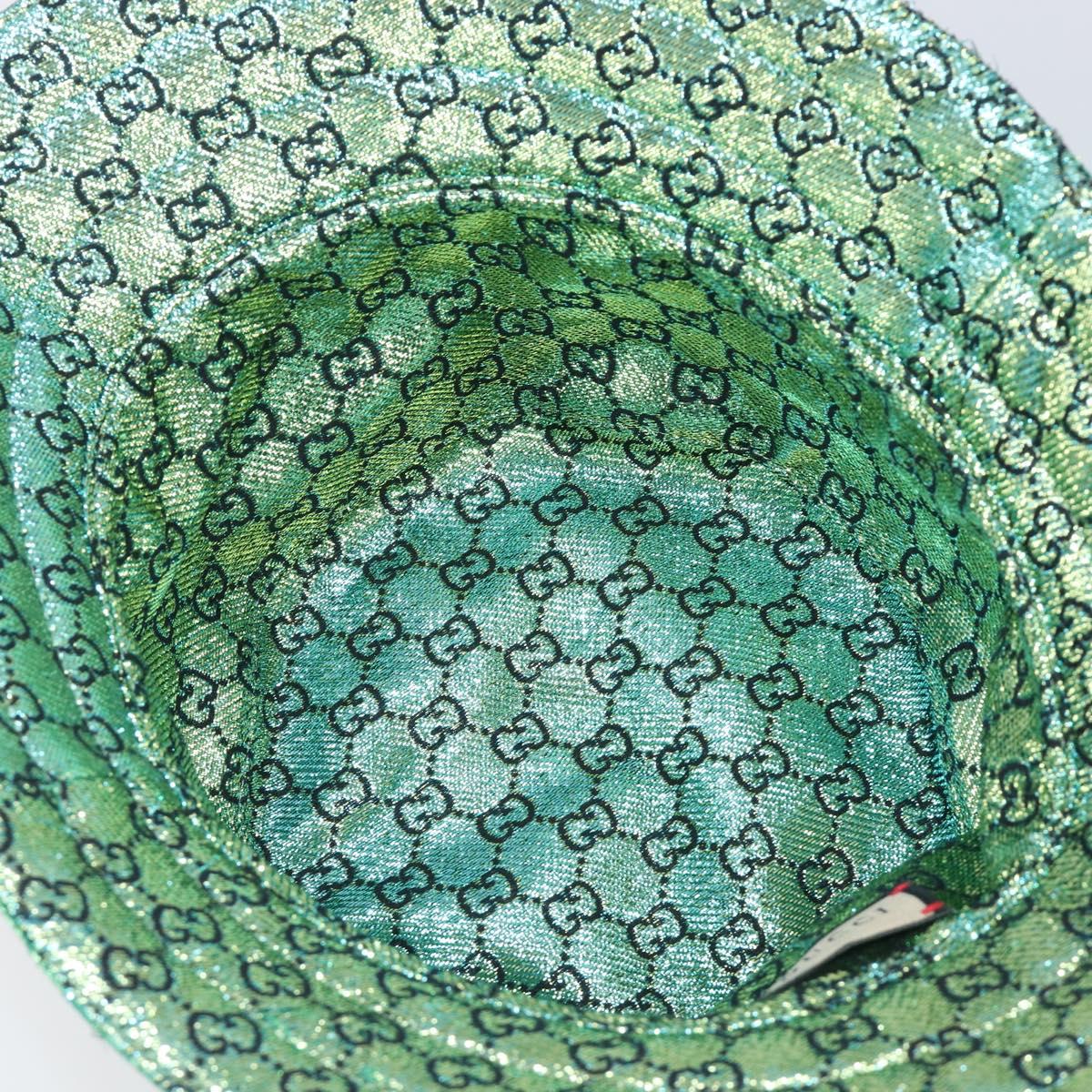 GUCCI GG Bucket Hat Reversible Cotton Green Blue Auth 199532V