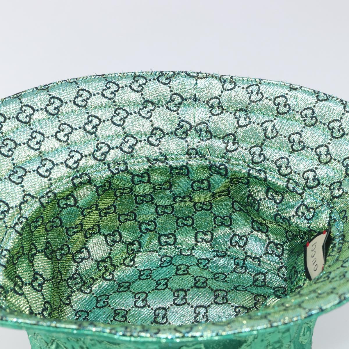 GUCCI GG Bucket Hat Reversible Cotton Green Blue Auth 199532V