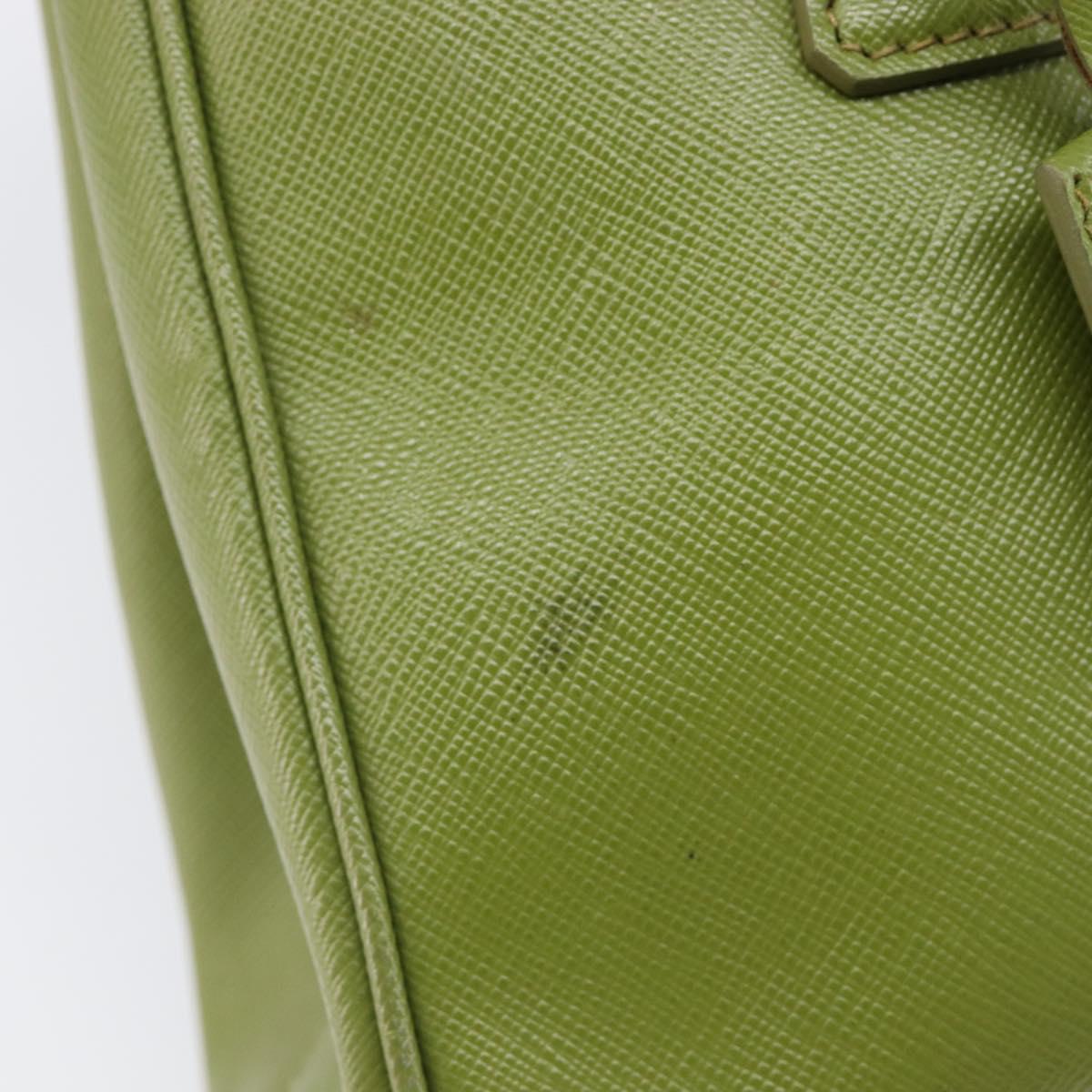 PRADA Galleria Hand Bag Saffiano 2way Green Gold Tone Auth 199533A