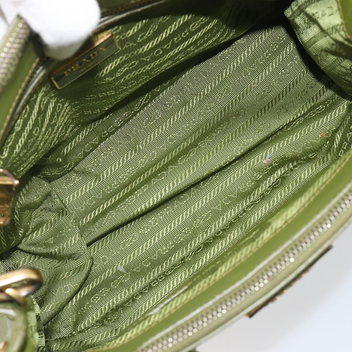 PRADA Galleria Hand Bag Saffiano 2way Green Gold Tone Auth 199533A