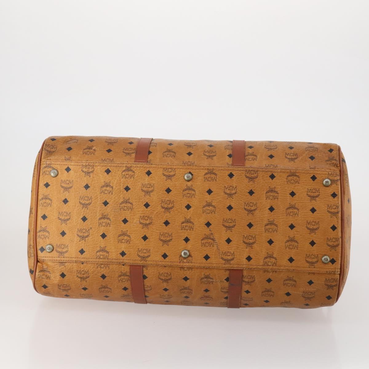 MCM Vicetos Boston Bag PVC Leather 2way Brown Gold Tone Auth 199534
