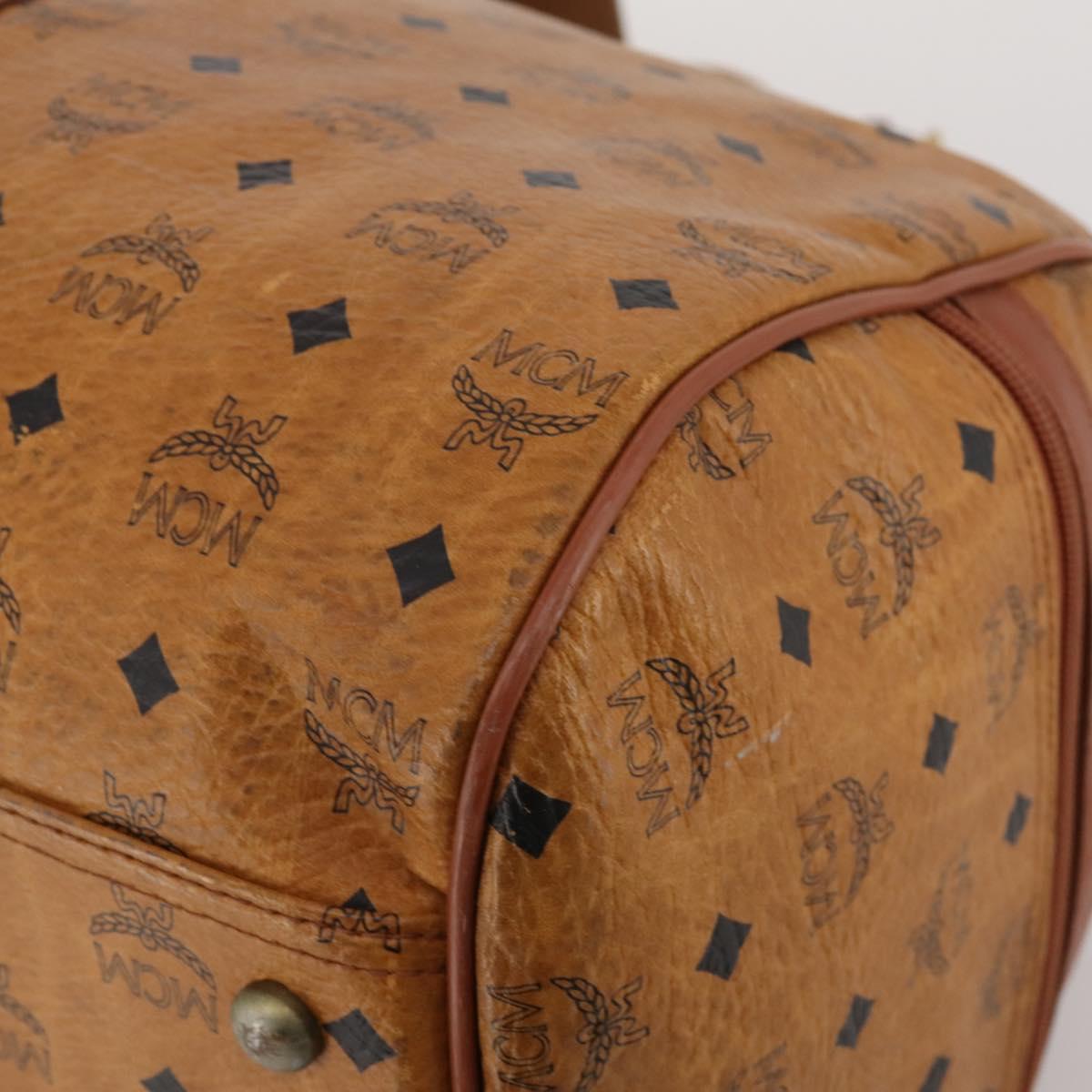 MCM Vicetos Boston Bag PVC Leather 2way Brown Gold Tone Auth 199534
