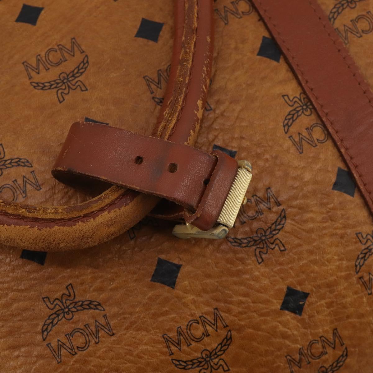 MCM Vicetos Boston Bag PVC Leather 2way Brown Gold Tone Auth 199534