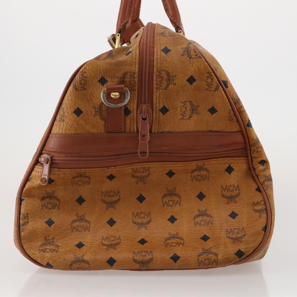 MCM Vicetos Boston Bag PVC Leather 2way Brown Gold Tone Auth 199534