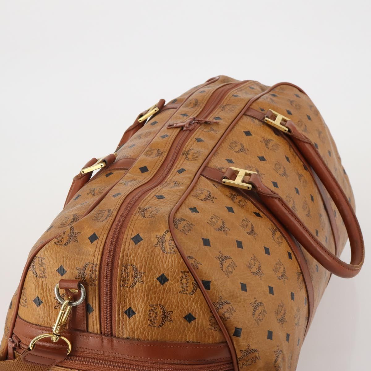 MCM Vicetos Boston Bag PVC Leather 2way Brown Gold Tone Auth 199534