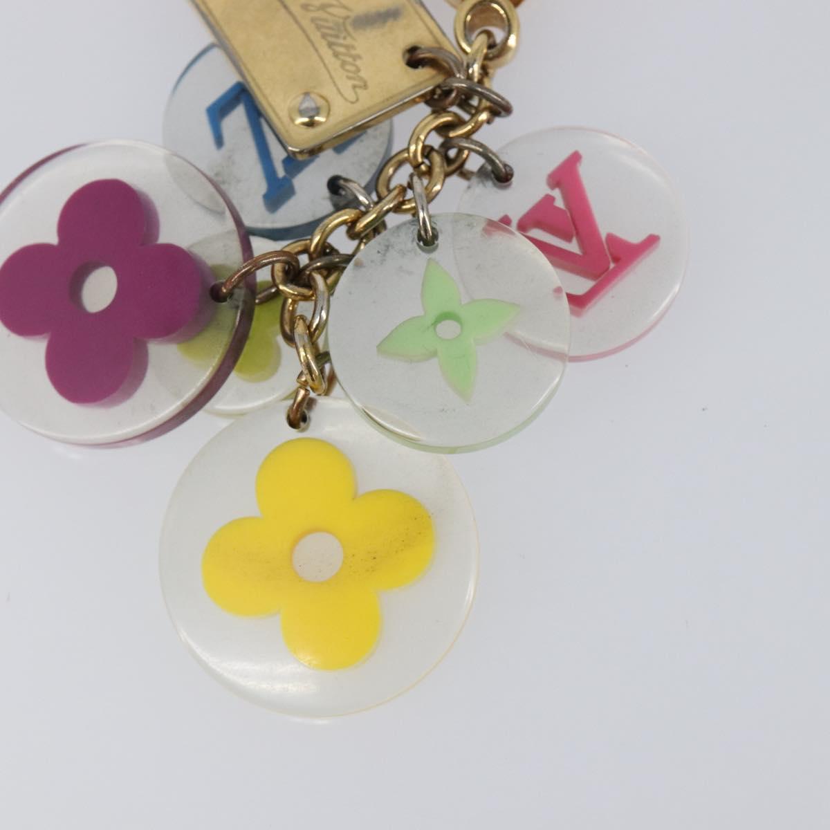LOUIS VUITTON Porte Cles Fleur Key Holder metal Gold Tone M60046 LV Auth 199546