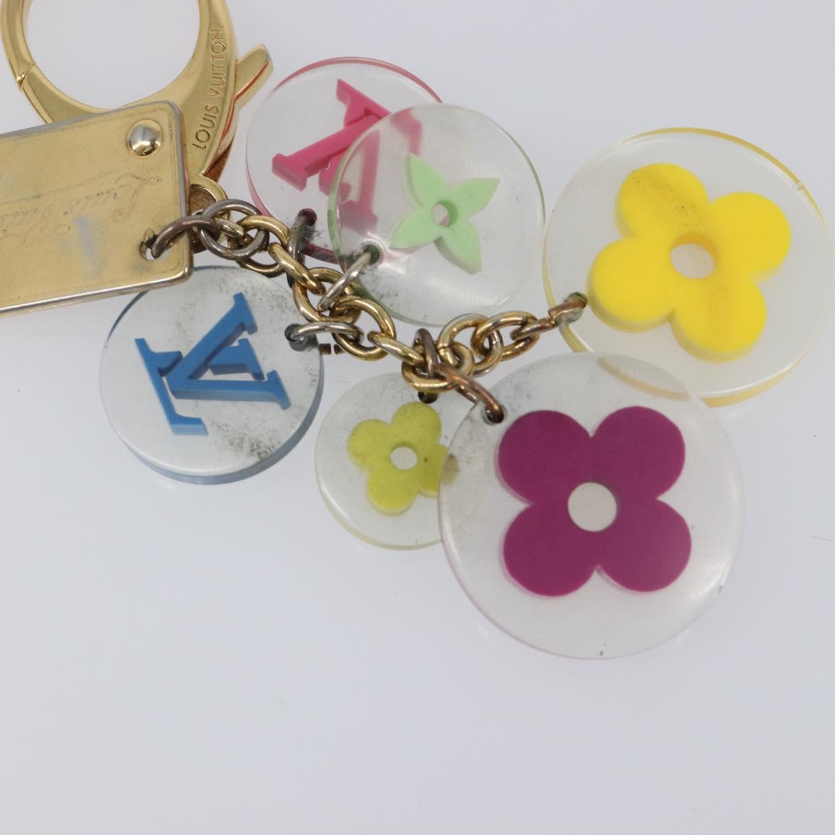 LOUIS VUITTON Porte Cles Fleur Key Holder metal Gold Tone M60046 LV Auth 199546