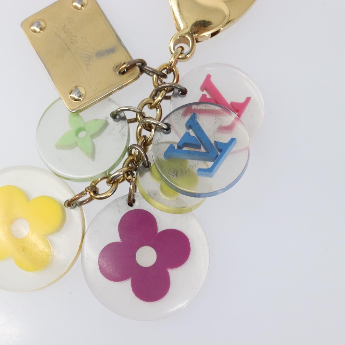LOUIS VUITTON Porte Cles Fleur Key Holder metal Gold Tone M60046 LV Auth 199546