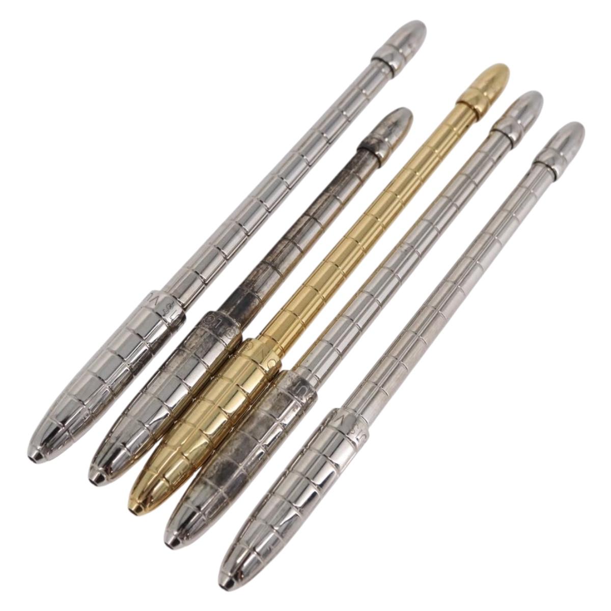 LOUIS VUITTON 3 Ballpoint Pen 2 Mechanical Pencil Set Gold Silver LV Auth 199547