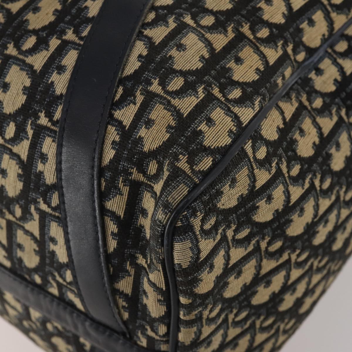 Christian Dior Trotter Canvas Boston Bag Navy Silver Auth 199570