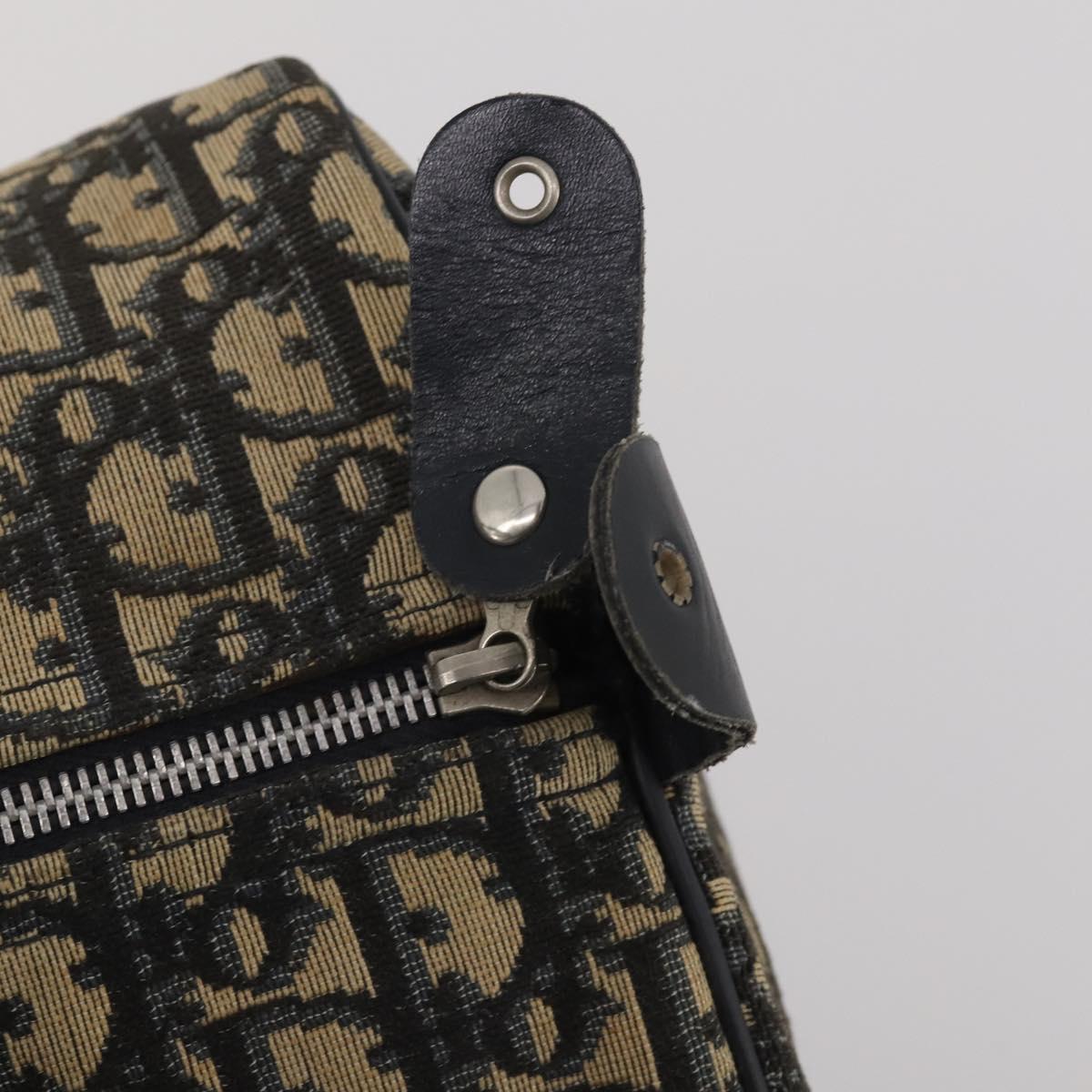 Christian Dior Trotter Canvas Boston Bag Navy Silver Auth 199570