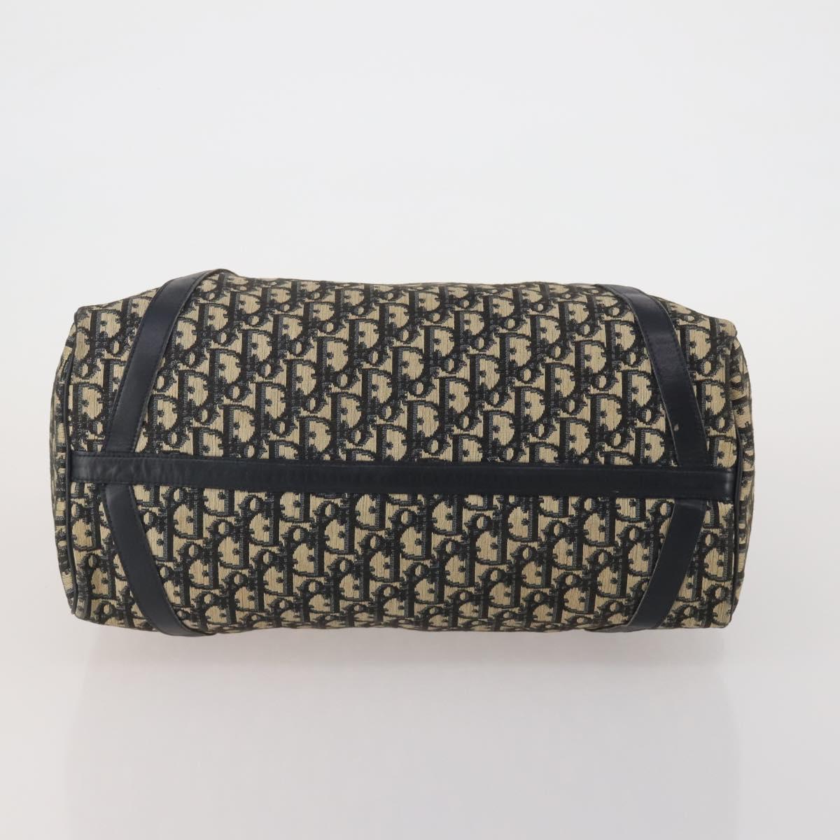 Christian Dior Trotter Canvas Boston Bag Navy Silver Auth 199570
