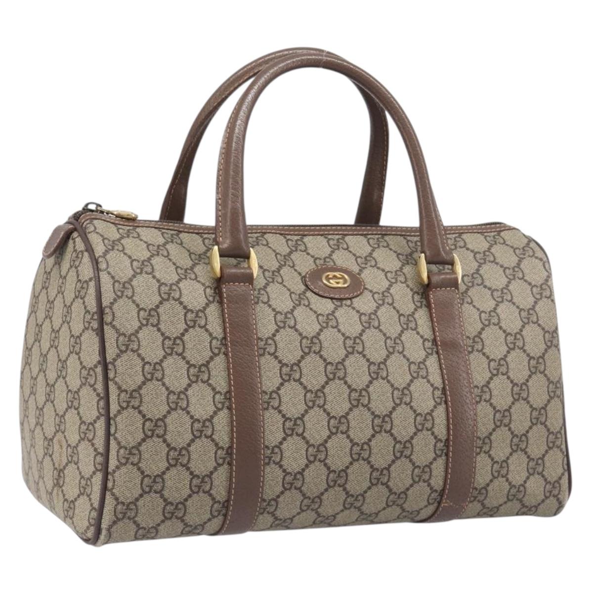 GUCCI GG Supreme Boston Bag PVC Beige Gold 001 39 6842 Auth 199571