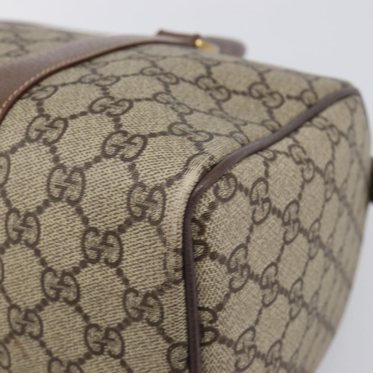 GUCCI GG Supreme Boston Bag PVC Beige Gold 001 39 6842 Auth 199571
