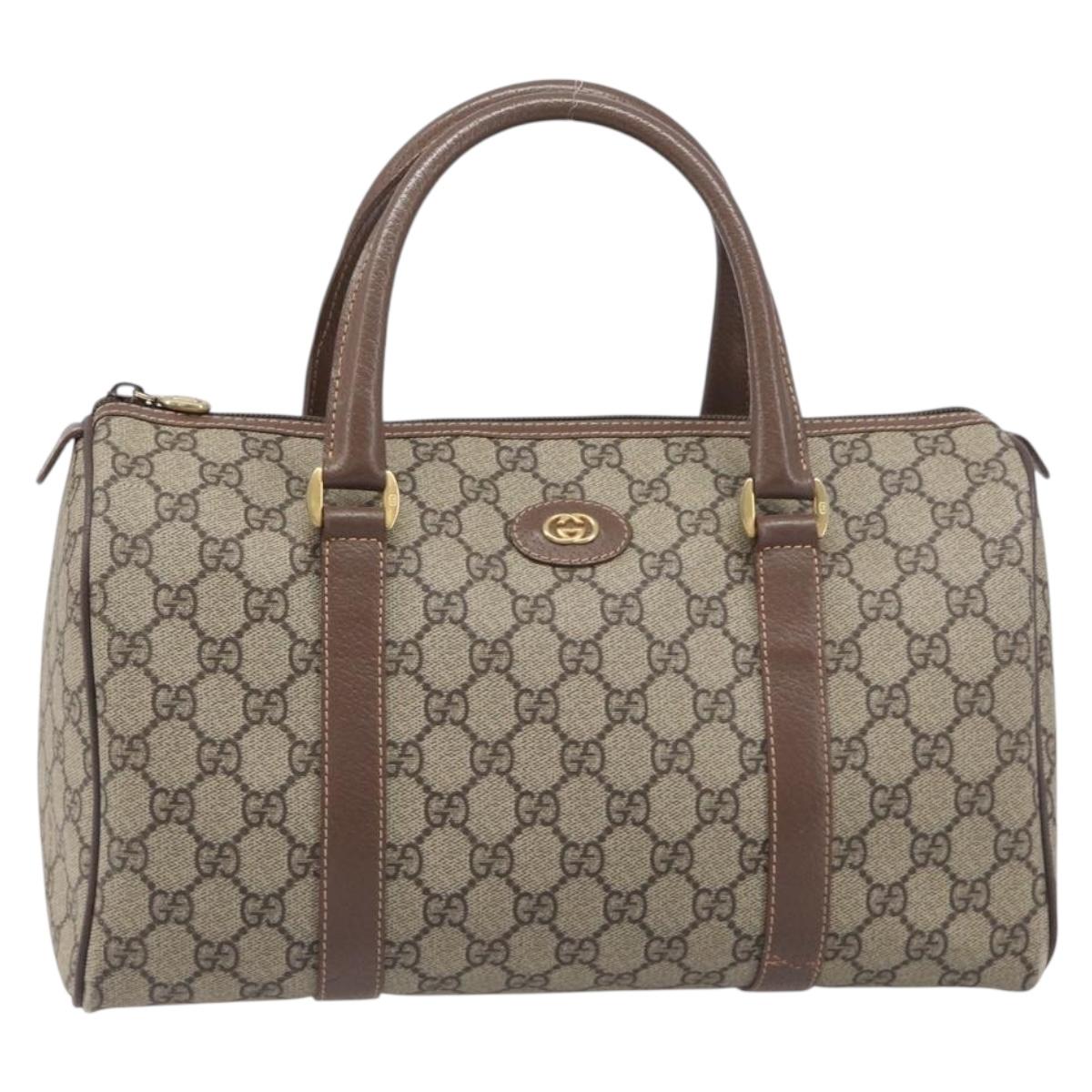 GUCCI GG Supreme Boston Bag PVC Beige Gold 001 39 6842 Auth 199571