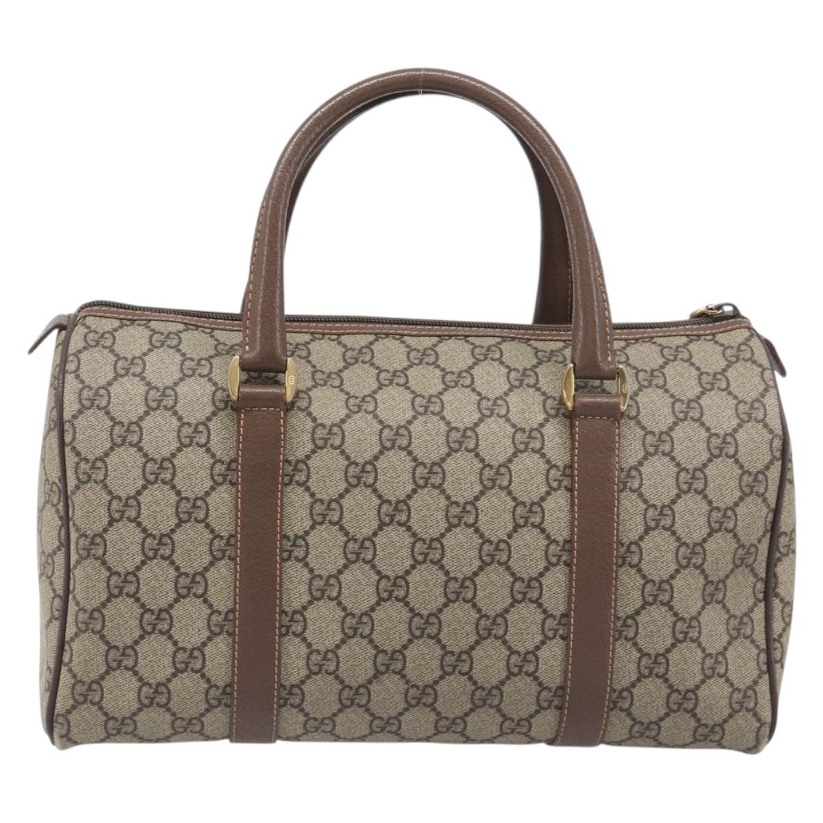 GUCCI GG Supreme Boston Bag PVC Beige Gold 001 39 6842 Auth 199571