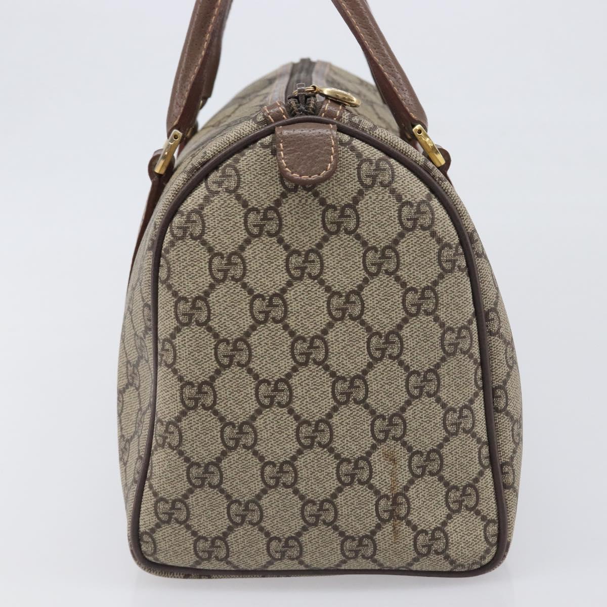 GUCCI GG Supreme Boston Bag PVC Beige Gold 001 39 6842 Auth 199571