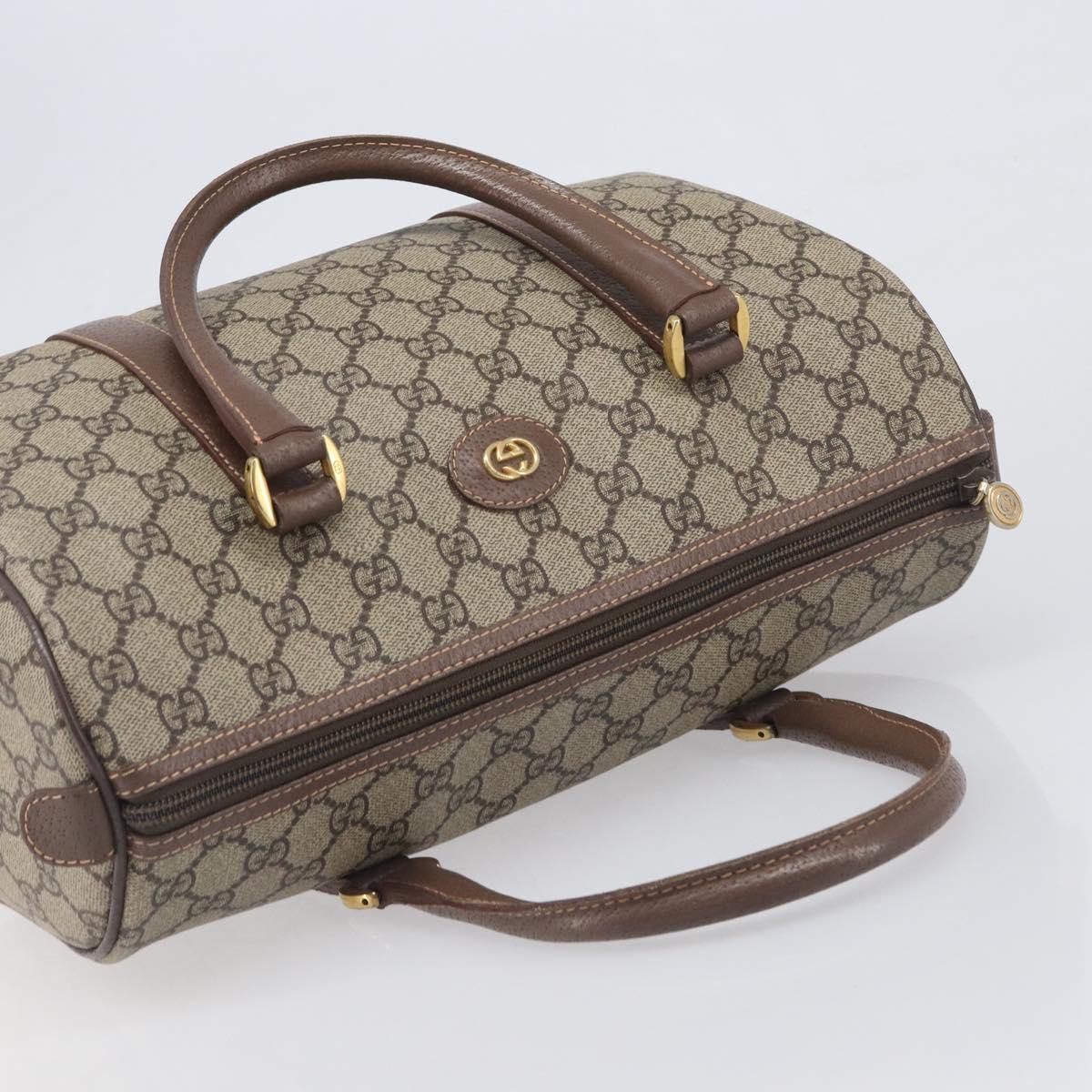 GUCCI GG Supreme Boston Bag PVC Beige Gold 001 39 6842 Auth 199571