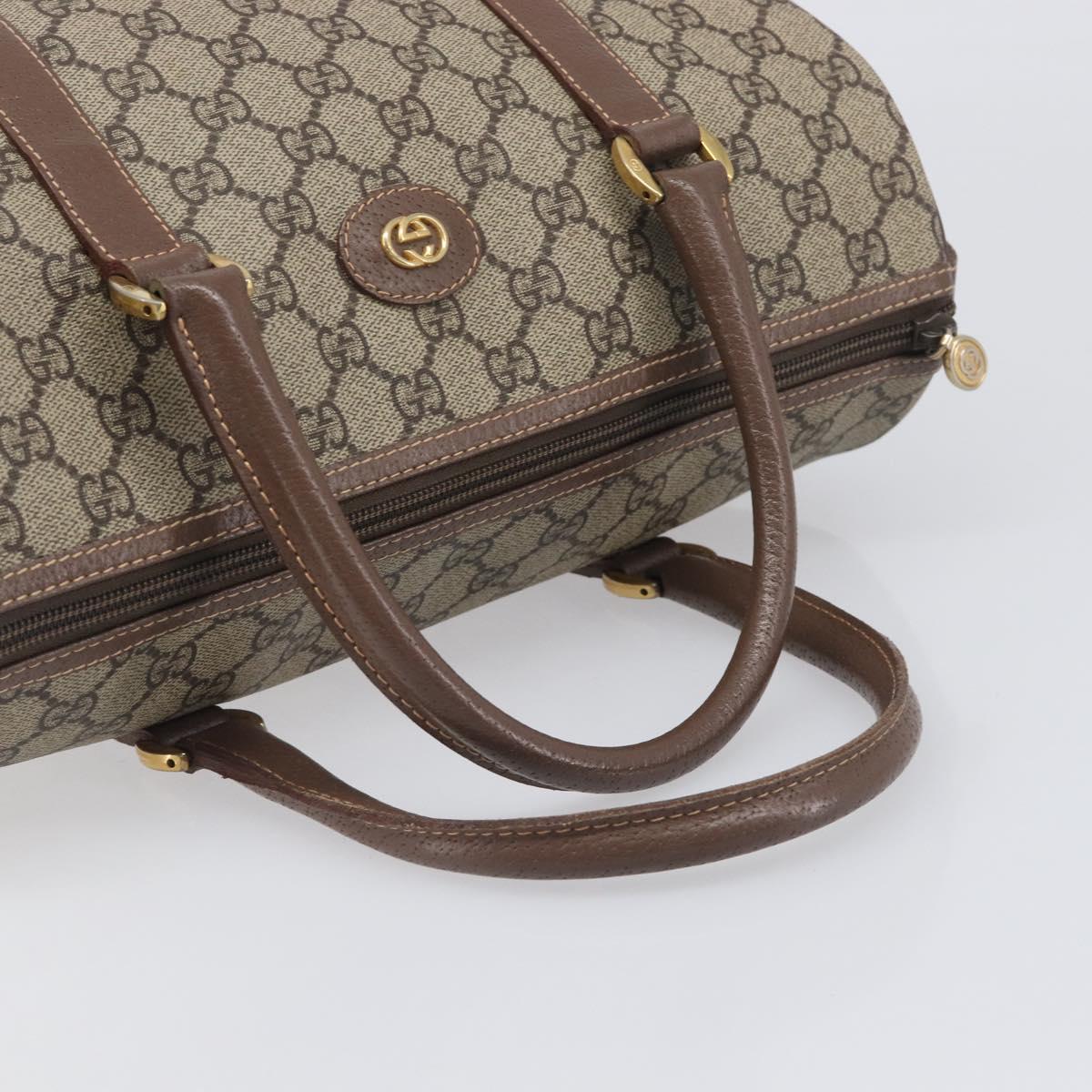 GUCCI GG Supreme Boston Bag PVC Beige Gold 001 39 6842 Auth 199571