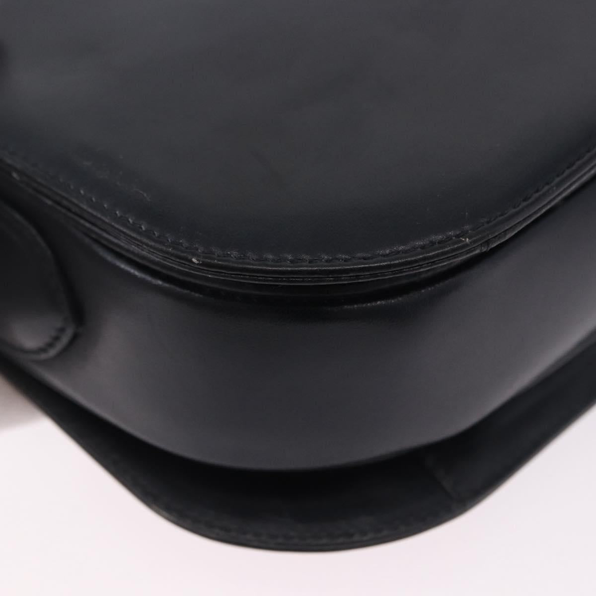 CELINE Horse Carriage Shoulder Bag Leather Black Gold Auth 199572