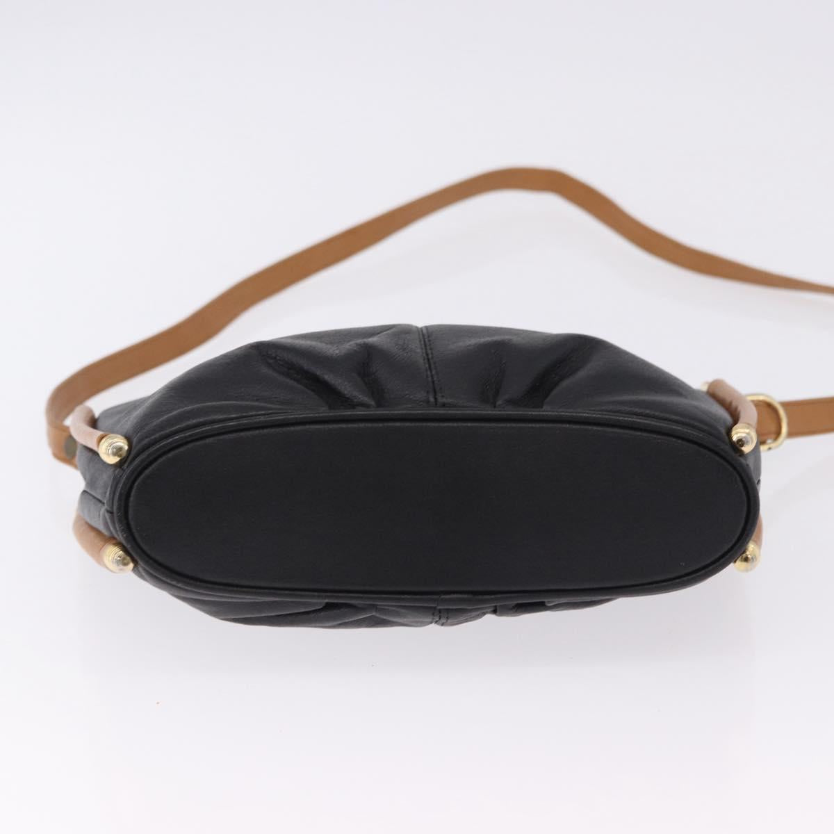 SAINT LAURENT Shoulder Bag Leather Black Gold Auth 199576A