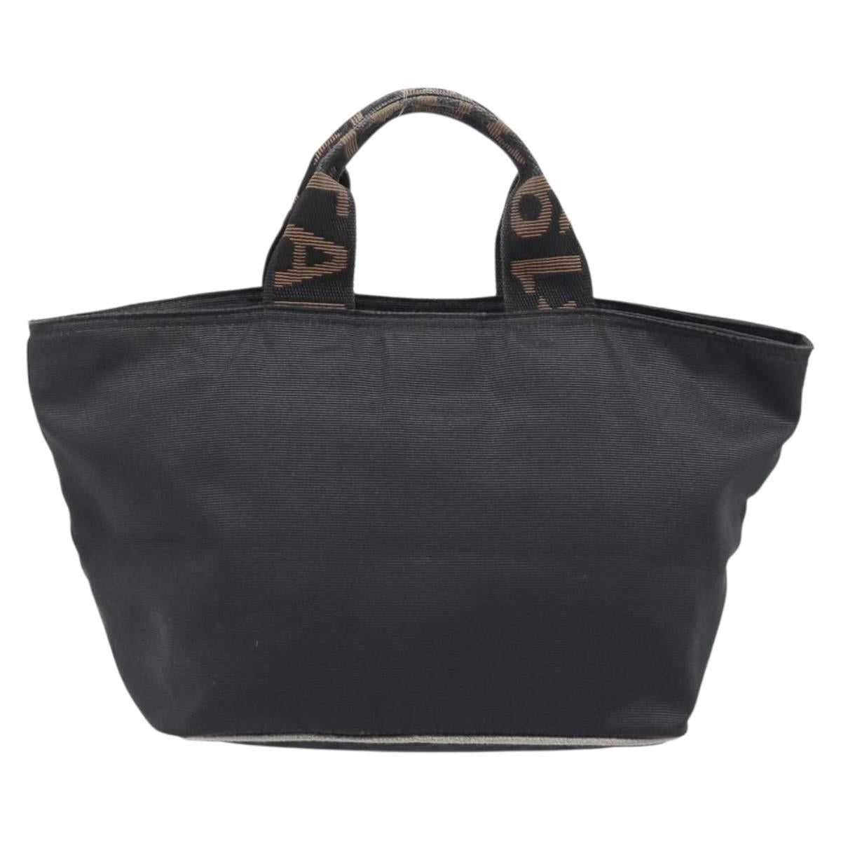 FENDI Hand Bag Canvas Black Gold Auth 199578