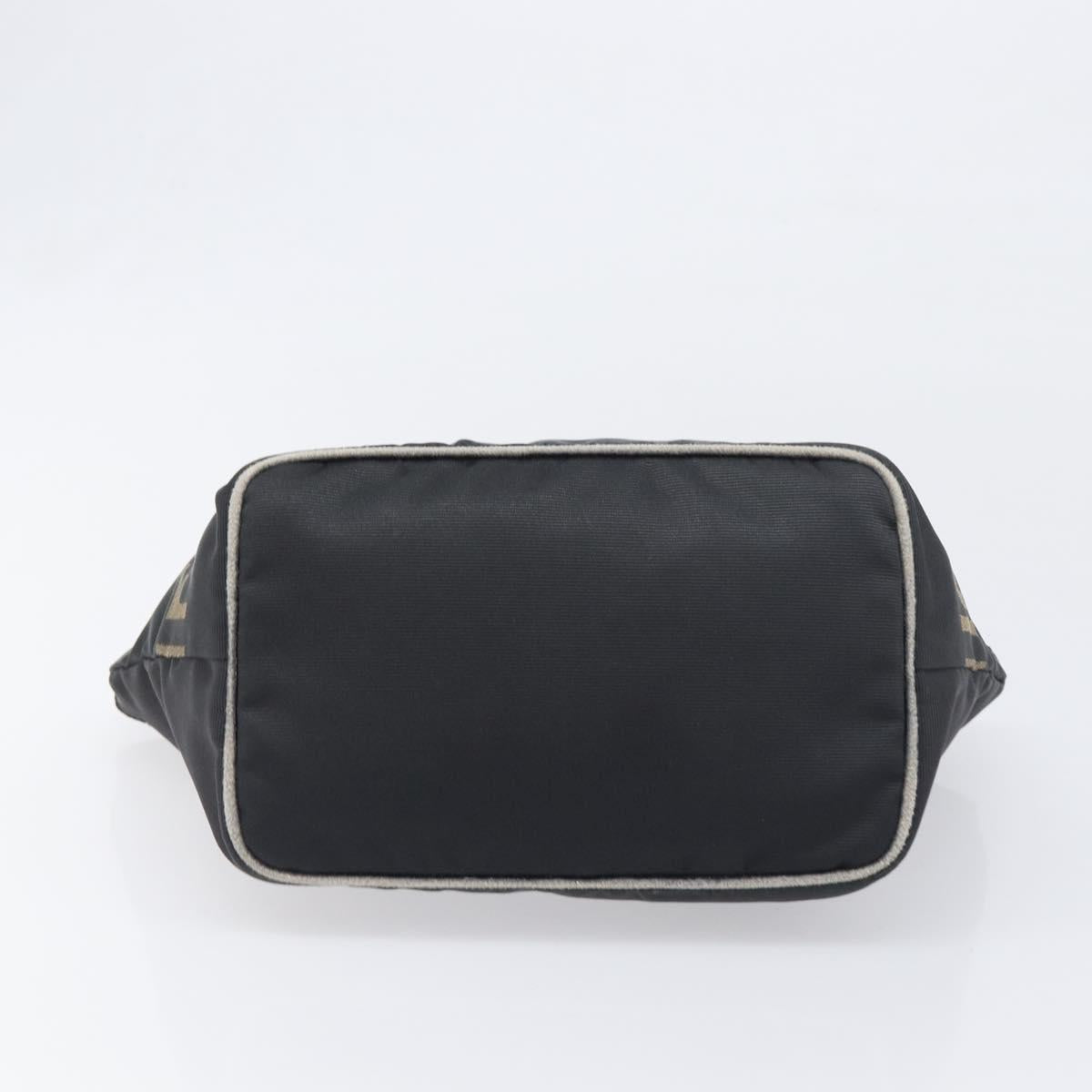 FENDI Hand Bag Canvas Black Gold Auth 199578