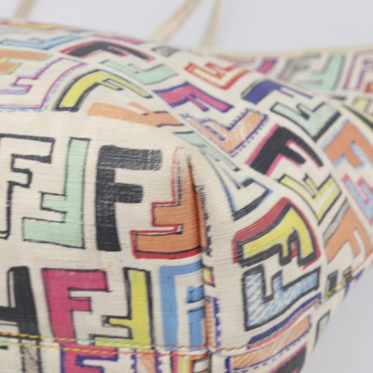 FENDI Zucca Canvas Tote Bag PVC Multicolor Gold Auth 199579A