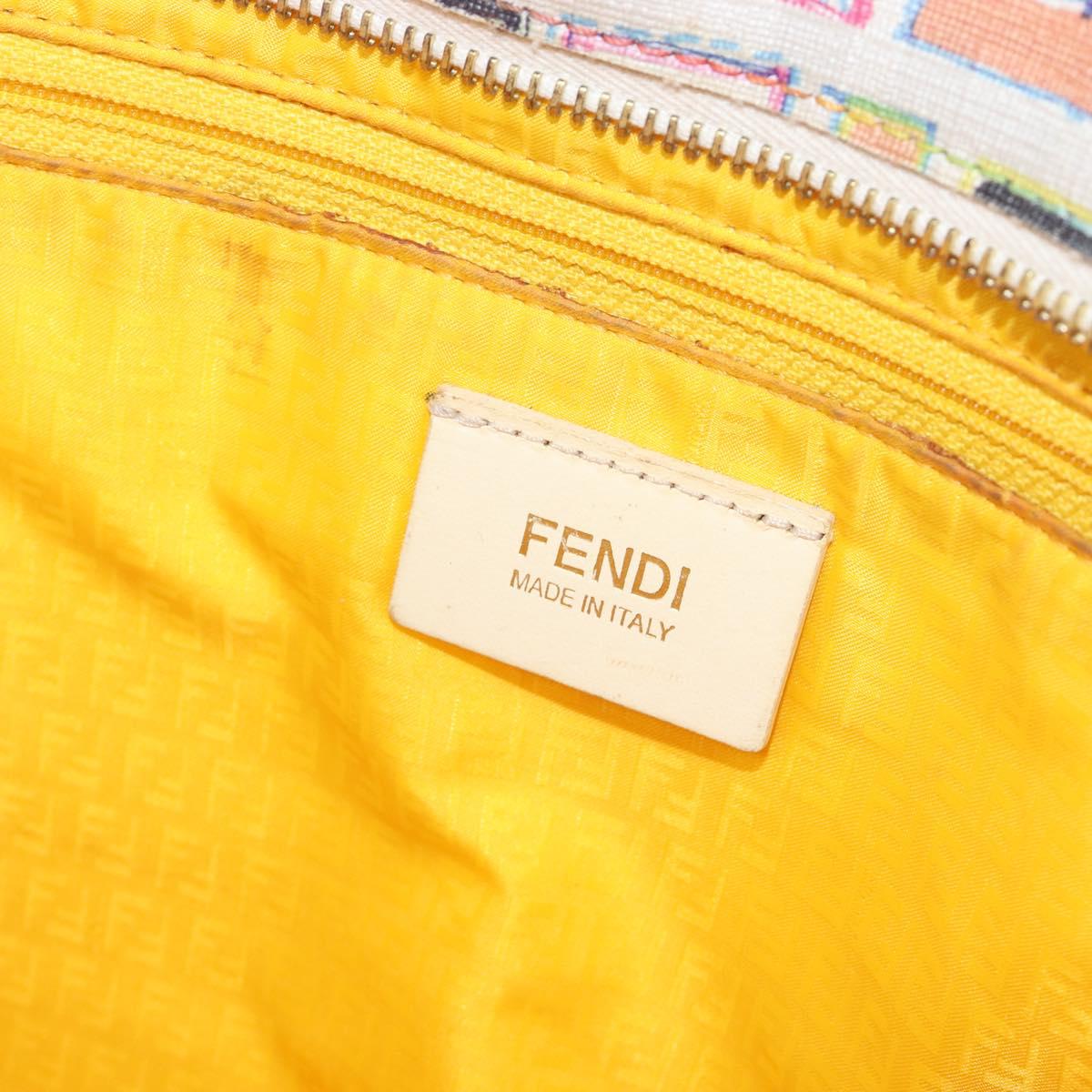 FENDI Zucca Canvas Tote Bag PVC Multicolor Gold Auth 199579A
