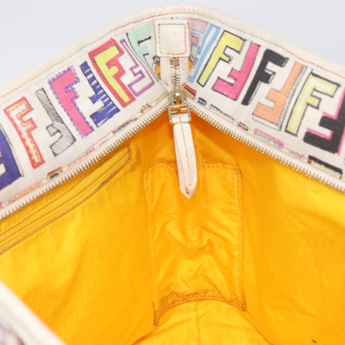 FENDI Zucca Canvas Tote Bag PVC Multicolor Gold Auth 199579A