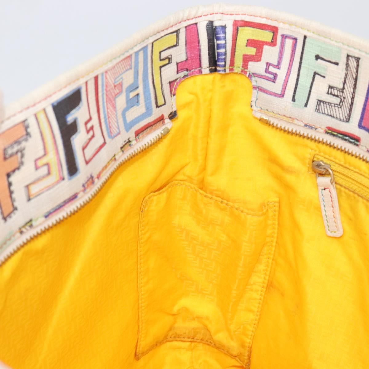 FENDI Zucca Canvas Tote Bag PVC Multicolor Gold Auth 199579A