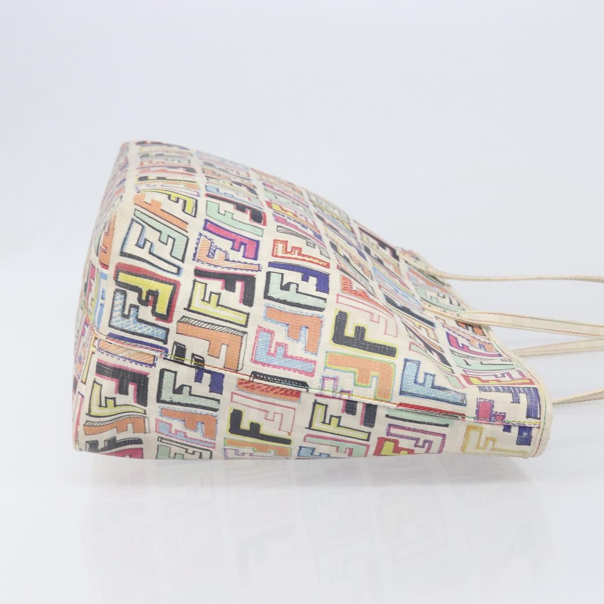 FENDI Zucca Canvas Tote Bag PVC Multicolor Gold Auth 199579A