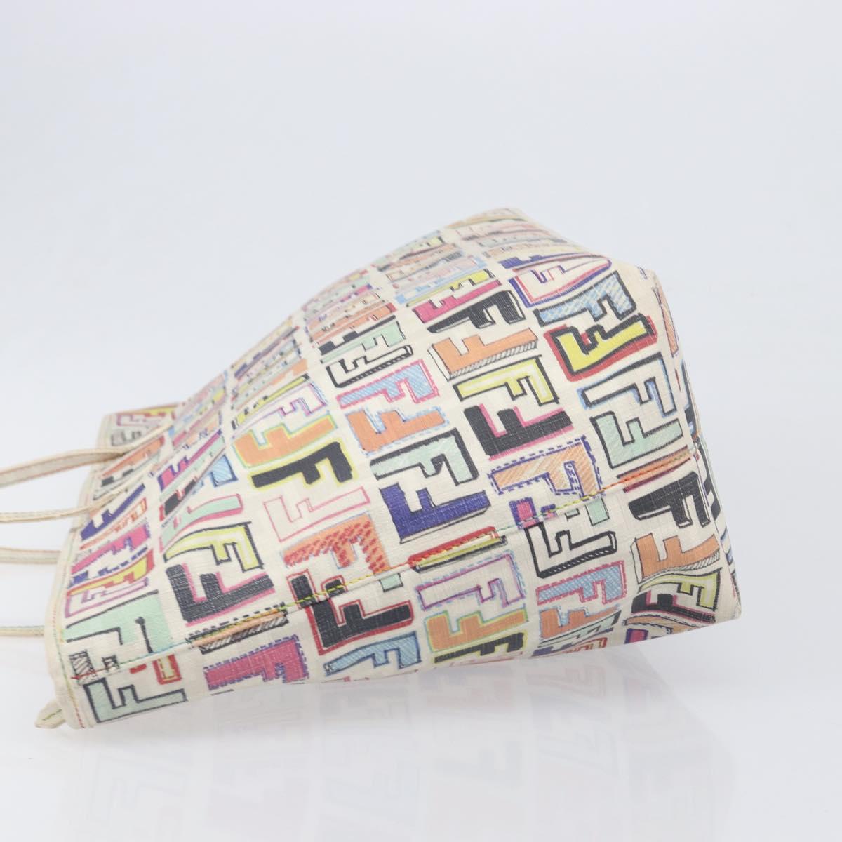 FENDI Zucca Canvas Tote Bag PVC Multicolor Gold Auth 199579A