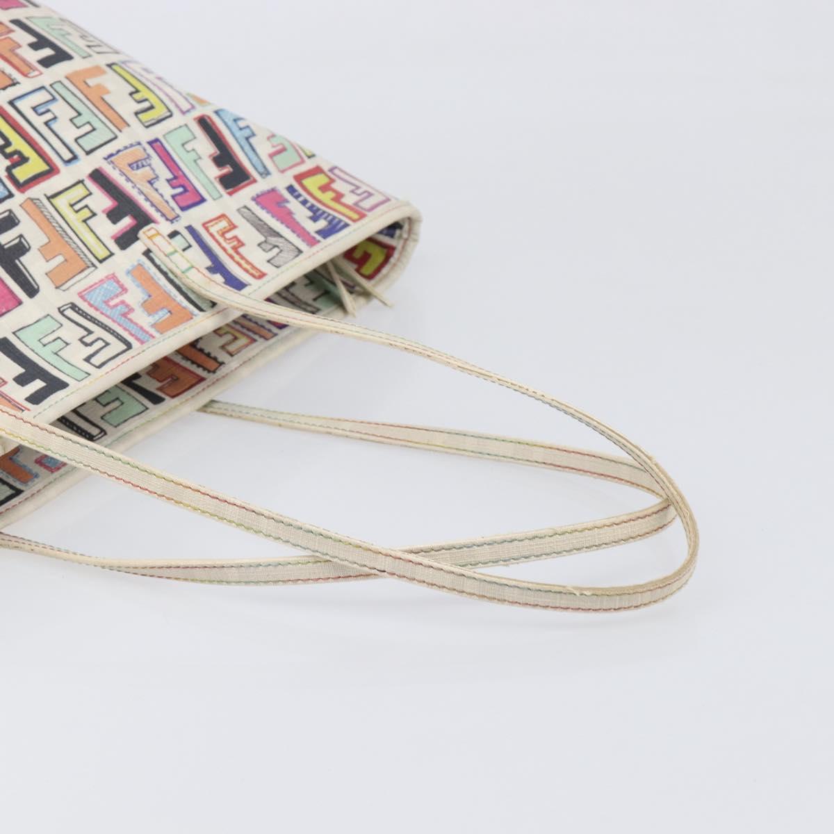 FENDI Zucca Canvas Tote Bag PVC Multicolor Gold Auth 199579A