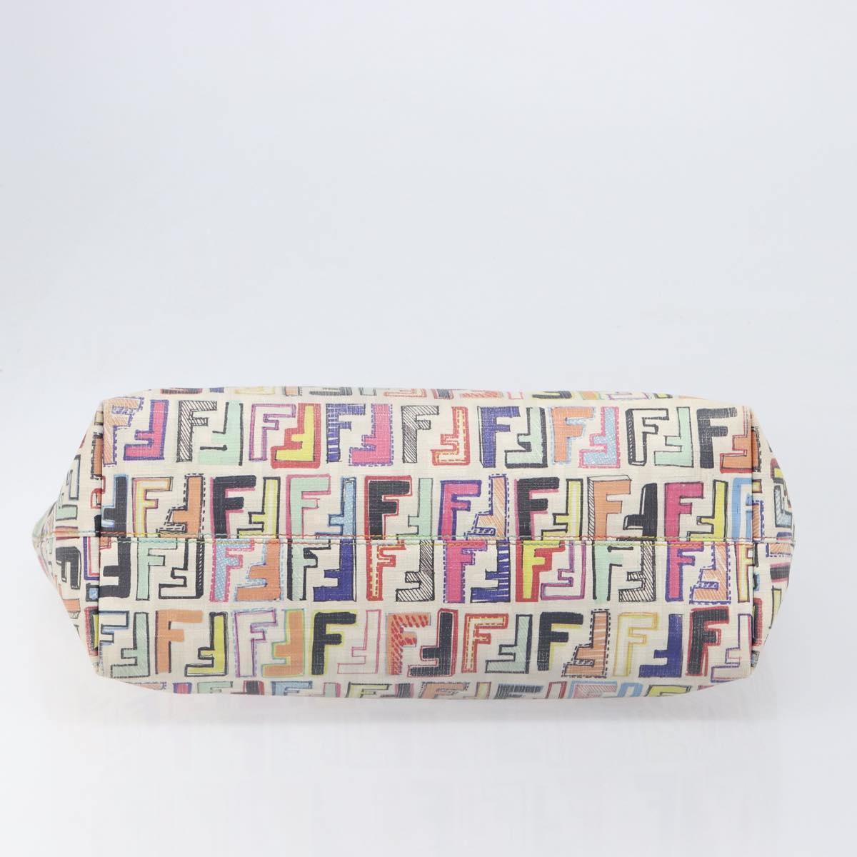 FENDI Zucca Canvas Tote Bag PVC Multicolor Gold Auth 199579A