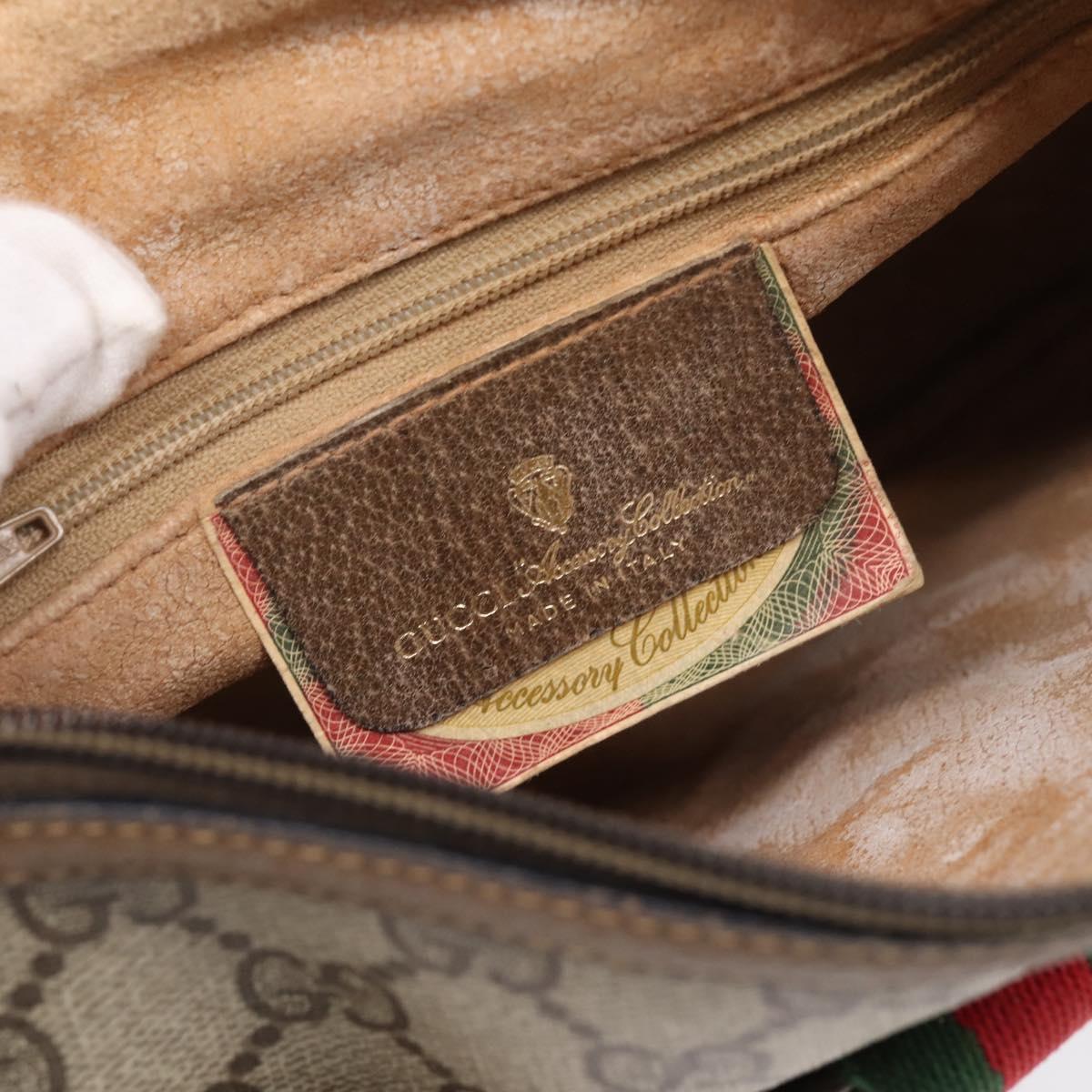 GUCCI GG Supreme Web Sherry Line Bag PVC Beige Gold 89 02 032 Auth 199582
