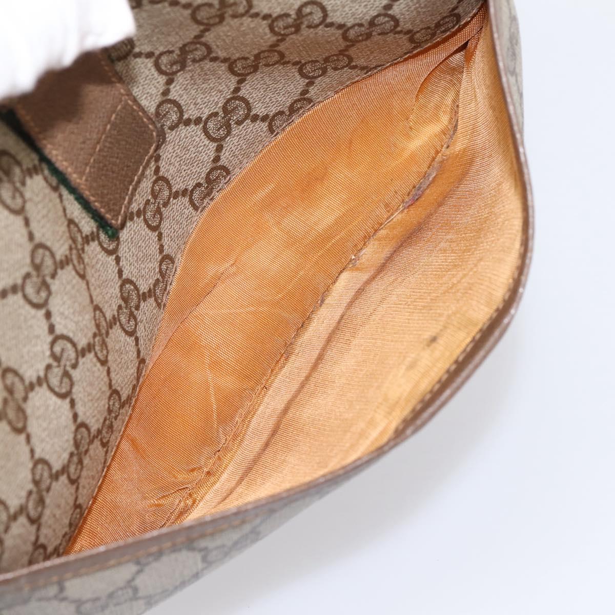 GUCCI GG Supreme Web Sherry Line Bag PVC Beige Gold 89 02 032 Auth 199582