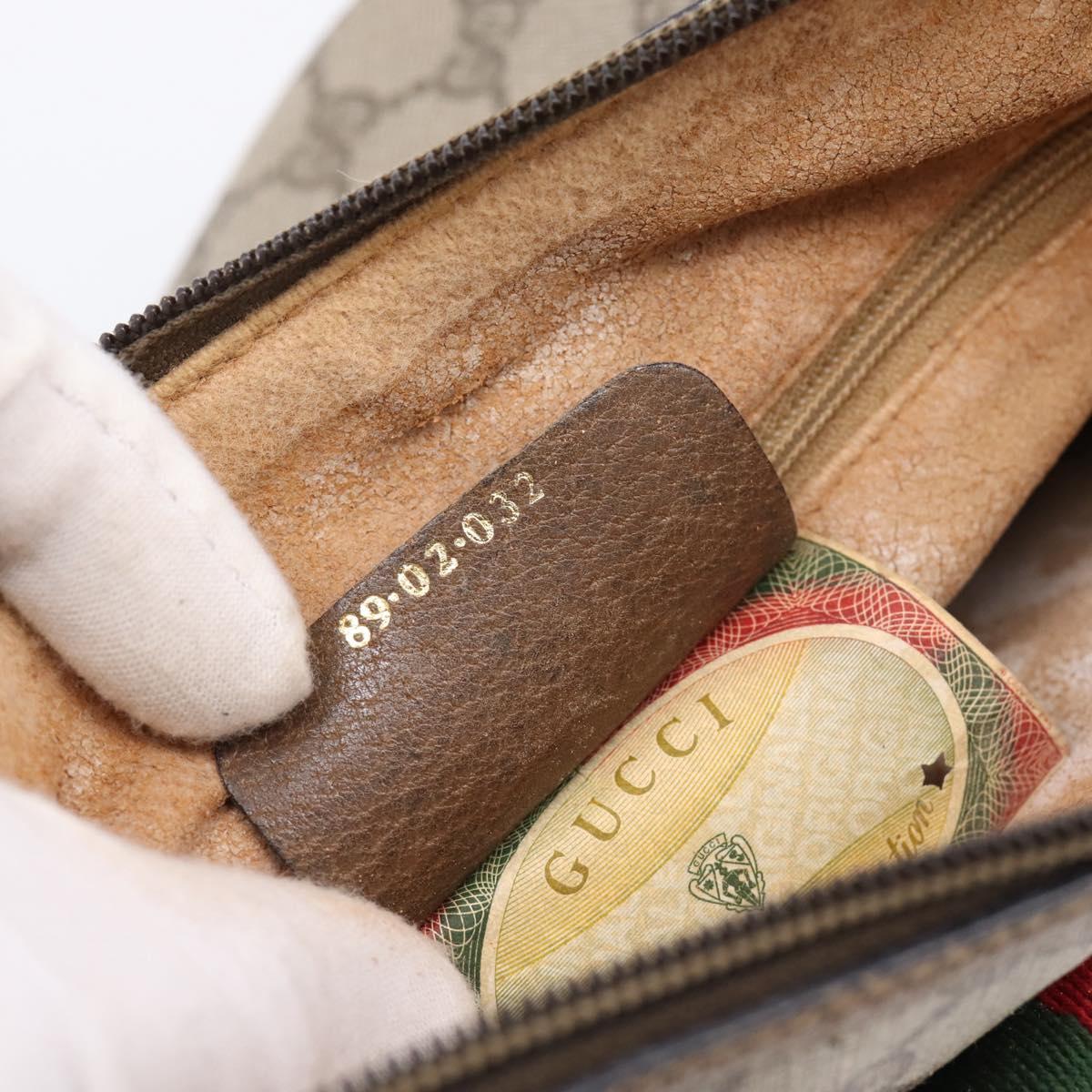 GUCCI GG Supreme Web Sherry Line Bag PVC Beige Gold 89 02 032 Auth 199582