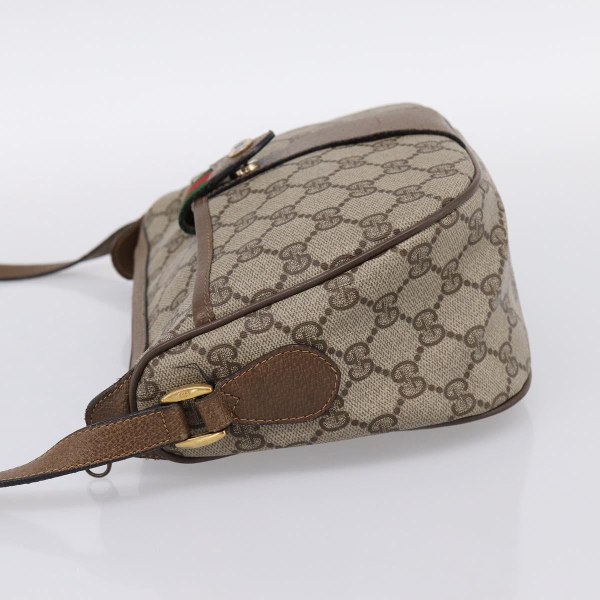 GUCCI GG Supreme Web Sherry Line Bag PVC Beige Gold 89 02 032 Auth 199582