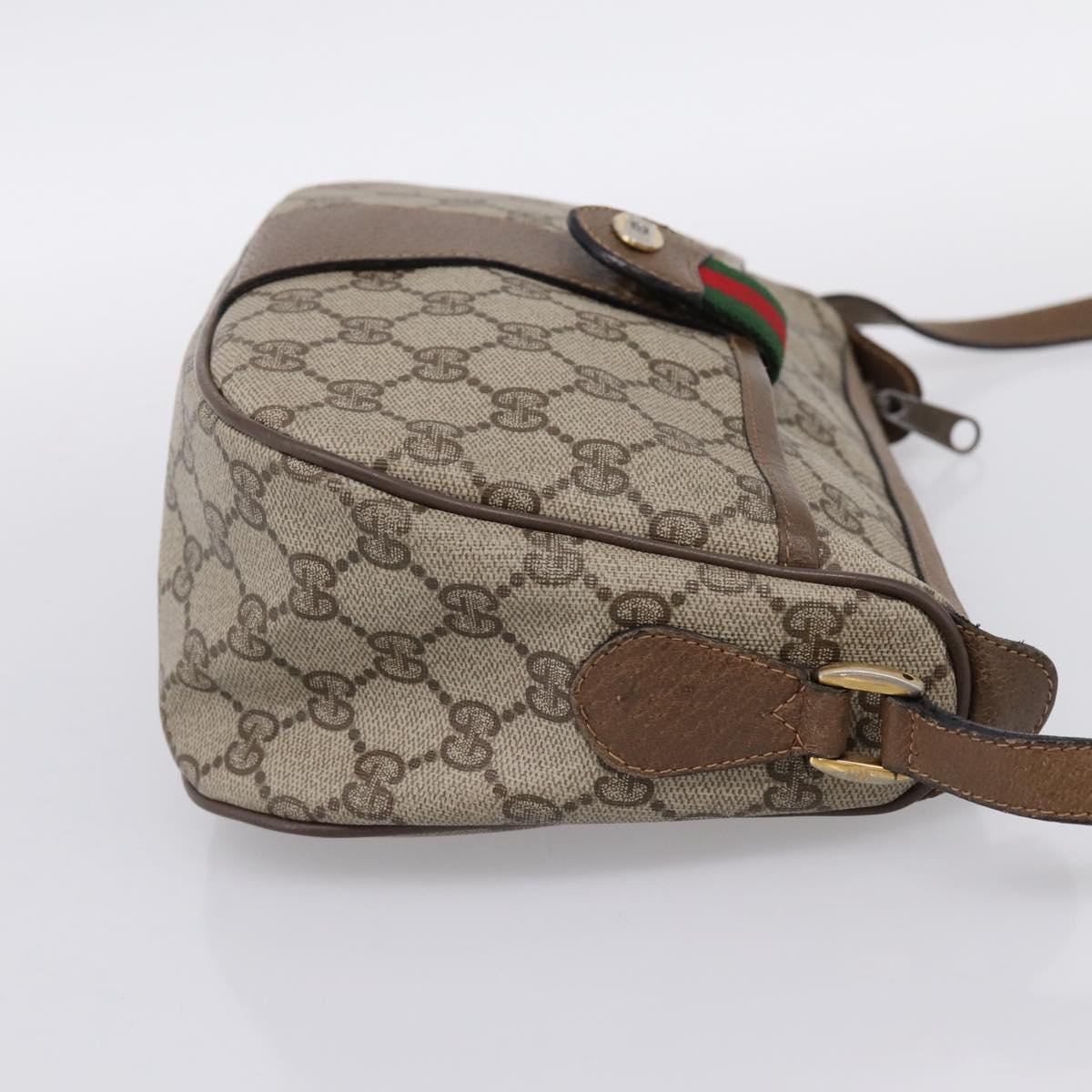 GUCCI GG Supreme Web Sherry Line Bag PVC Beige Gold 89 02 032 Auth 199582