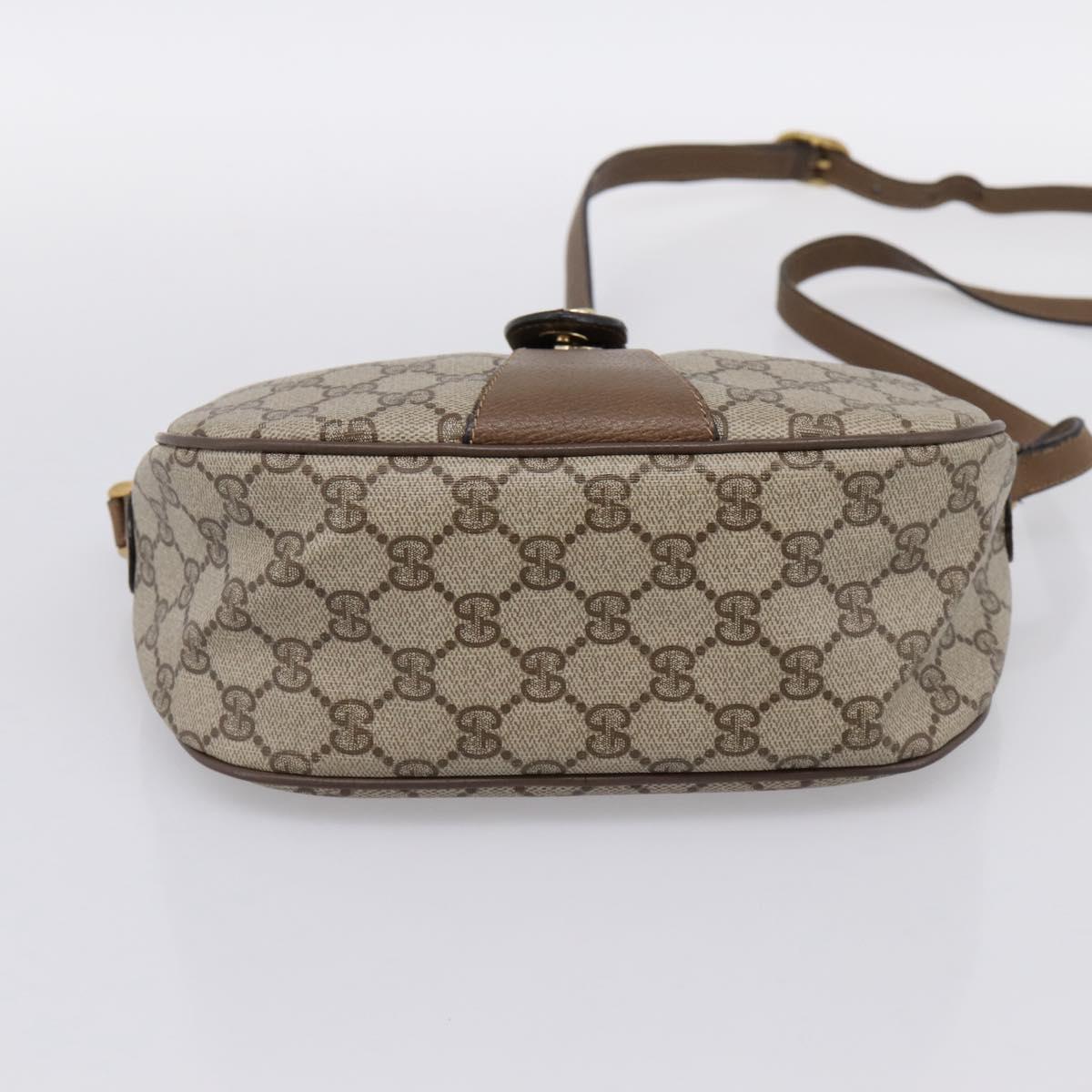 GUCCI GG Supreme Web Sherry Line Bag PVC Beige Gold 89 02 032 Auth 199582