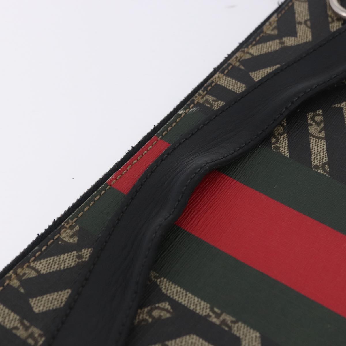 GUCCI GG Caleido Web Sherry Line Clutch Bag PVC Beige Silver 429004 Auth 199583A