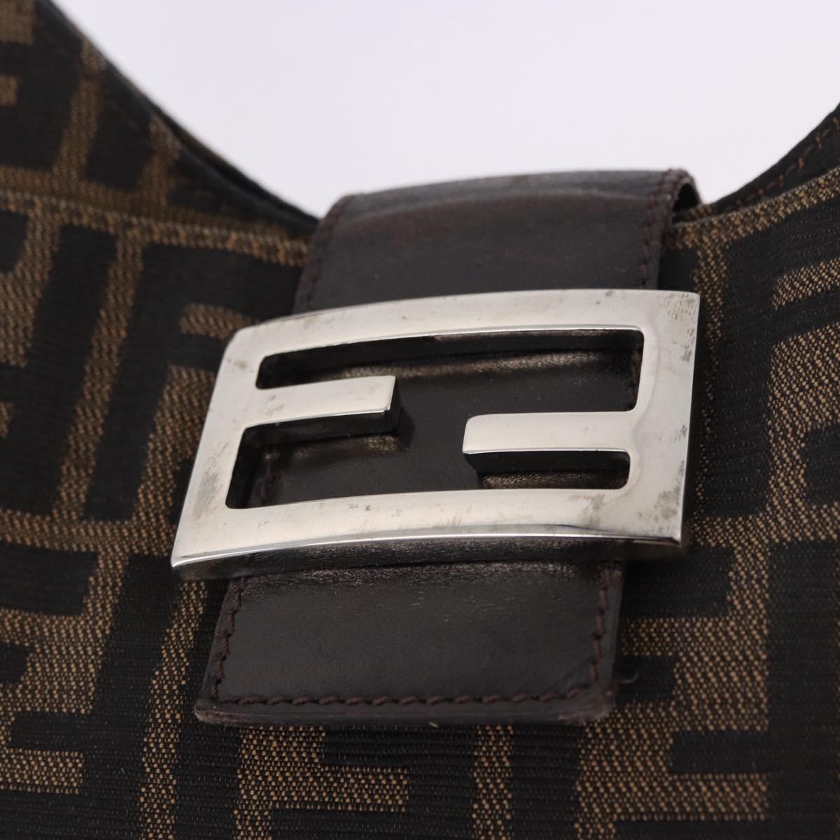 FENDI Zucca Canvas Mamma Baguette Shoulder Bag Brown Black Auth 199587V